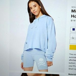 Powder Blue Cropped Hoodie and Shorts Set